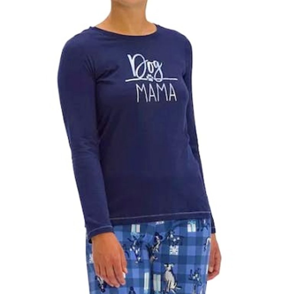 HUE Dog Mama Knit PJ Set With Socks, Size Medium